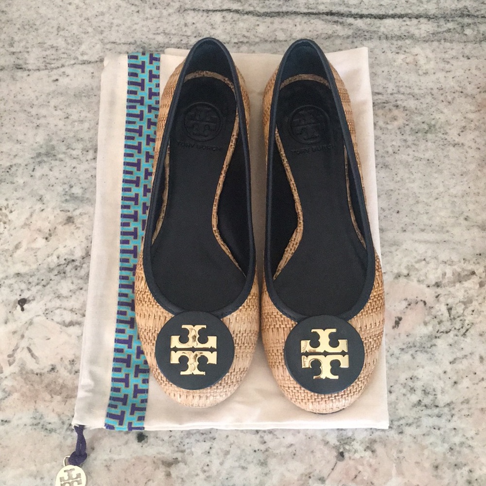 Tory Burch Reva Raffia Straw flats